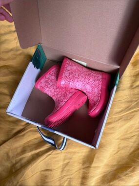 Pink Floral Waterproof Rain Boots